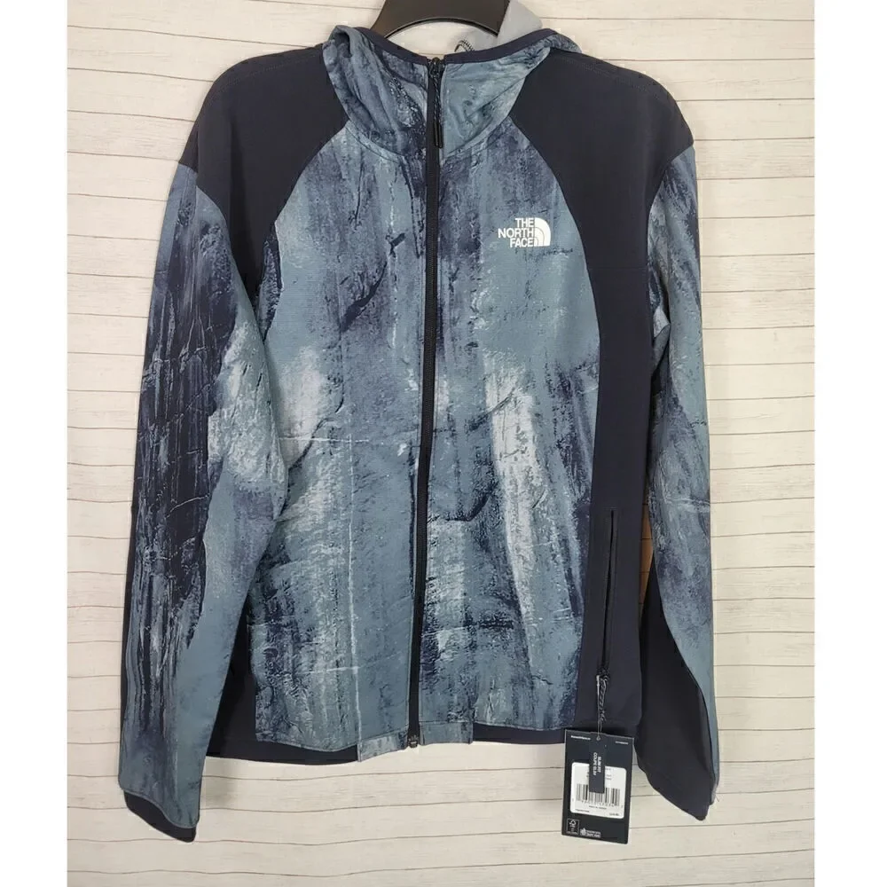 TNF Printed Tekware Fleece Full-Zip Hoodie in Goblin Blue/ Rock Print, s…